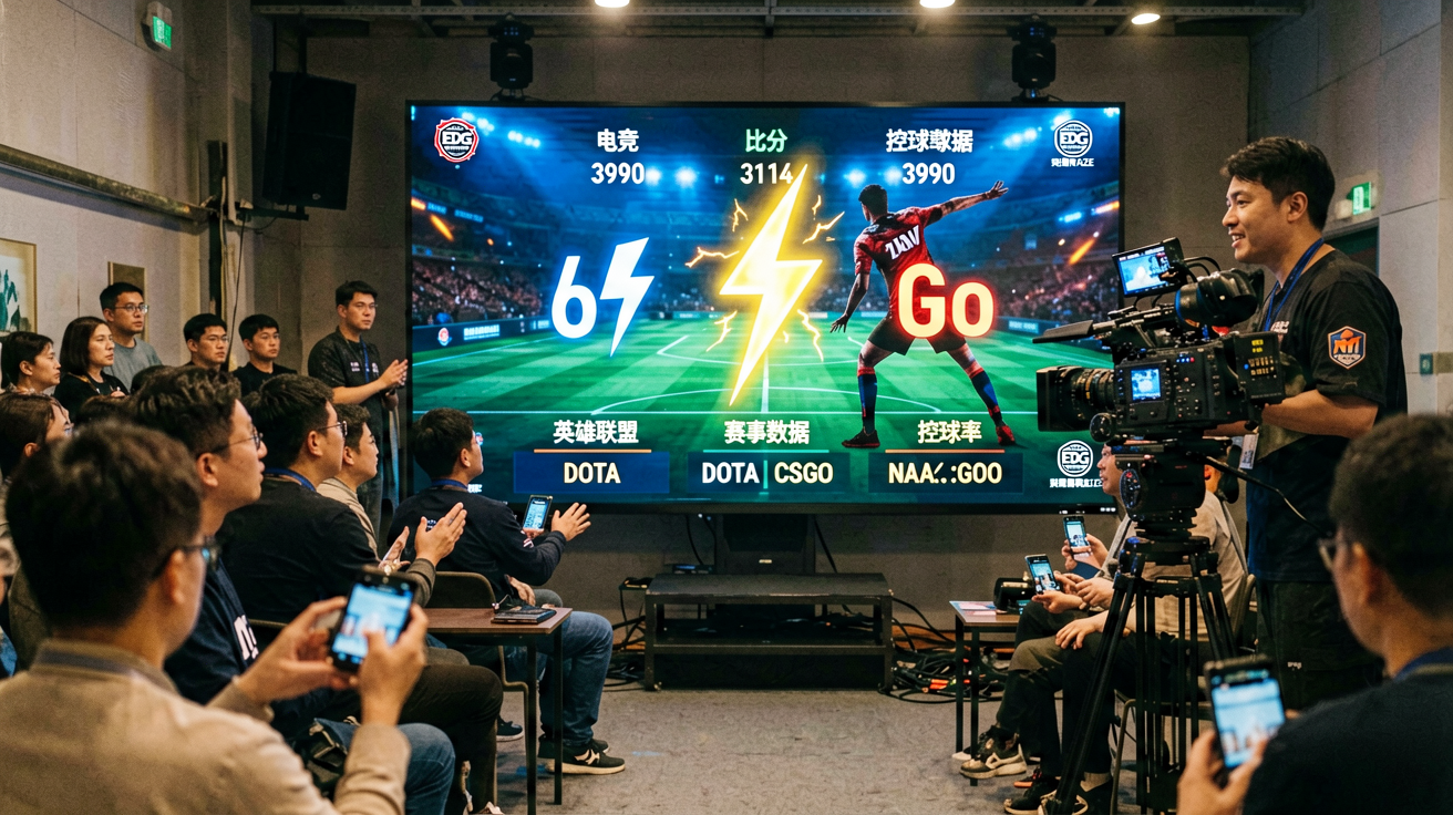 score电竞直播界面展示实时画面、比分弹窗和控球率数据